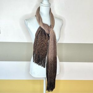 Maurices Ombre Brown Glitter Minimalist Tight Knit Woven Fringe Casual Scarf